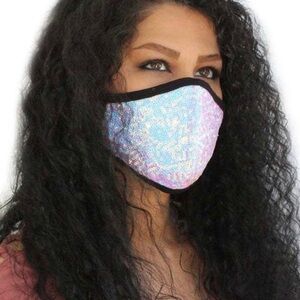 New White Sequin Face Mask